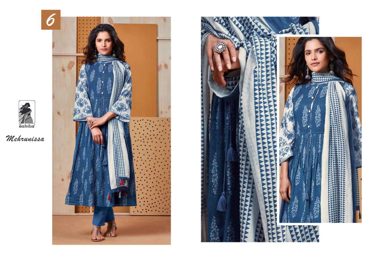 Mehrunissa By Sahiba 1 To 12 Series Designer Beautiful Pakistani Suits Colorful Fancy Stylish Party Wear & Ethnic Wear Cotton Lawn Printed Dresses At Wholesale Price
