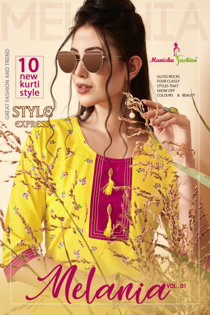 Melania Vol-1 By Manisha Fashion 1001 To 1010 Series Beautiful Colorful Stylish Fancy Casual Wear & Ethnic Wear & Ready To Wear Lawn Cotton Kurtis At Wholesale Price