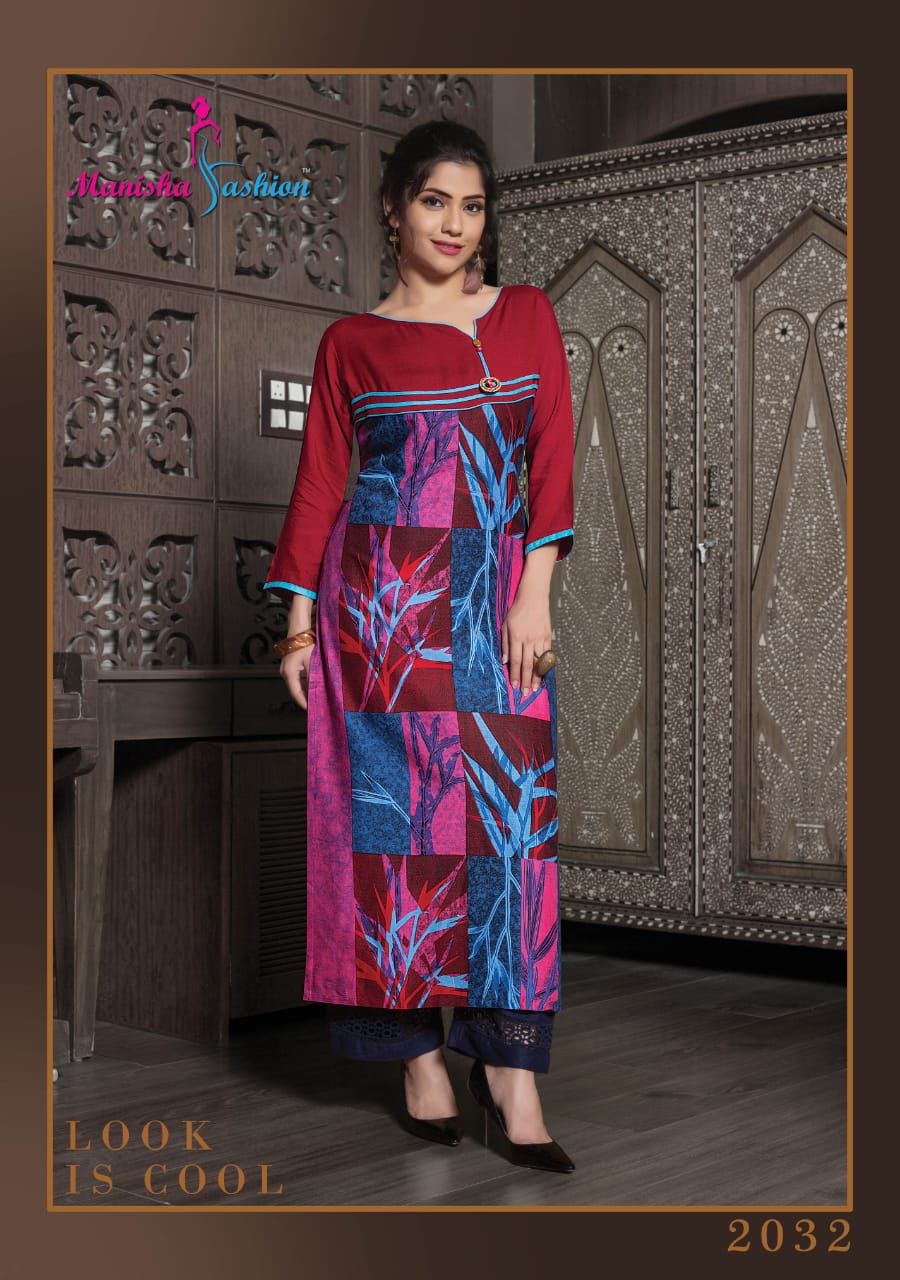 Melody Vol-2 By Manisha Fashion 2031 To 2040 Series Beautiful Colorful Stylish Fancy Casual Wear & Ethnic Wear & Ready To Wear Rayon Printed Kurtis At Wholesale Price