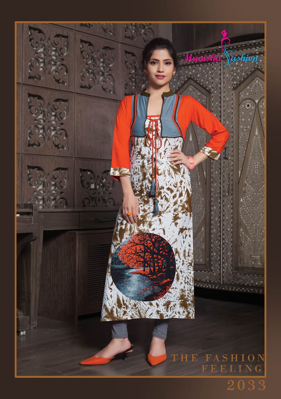 Melody Vol-2 By Manisha Fashion 2031 To 2040 Series Beautiful Colorful Stylish Fancy Casual Wear & Ethnic Wear & Ready To Wear Rayon Printed Kurtis At Wholesale Price