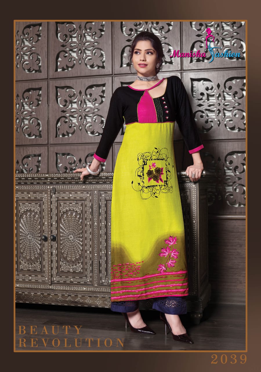 Melody Vol-2 By Manisha Fashion 2031 To 2040 Series Beautiful Colorful Stylish Fancy Casual Wear & Ethnic Wear & Ready To Wear Rayon Printed Kurtis At Wholesale Price