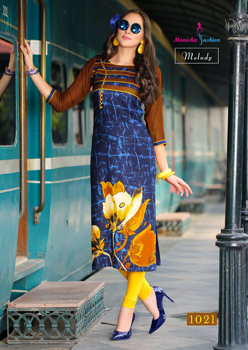 Melody By Manisha Fashion 1021 To 1030 Series Beautiful Colorful Stylish Fancy Casual Wear & Ethnic Wear & Ready To Wear Rayon Printed Kurtis At Wholesale Price