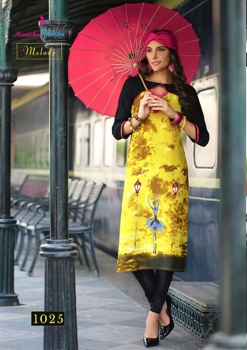Melody By Manisha Fashion 1021 To 1030 Series Beautiful Colorful Stylish Fancy Casual Wear & Ethnic Wear & Ready To Wear Rayon Printed Kurtis At Wholesale Price