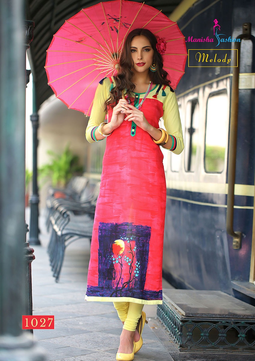 Melody By Manisha Fashion 1021 To 1030 Series Beautiful Colorful Stylish Fancy Casual Wear & Ethnic Wear & Ready To Wear Rayon Printed Kurtis At Wholesale Price