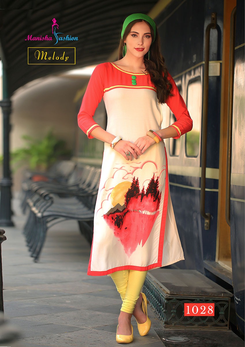 Melody By Manisha Fashion 1021 To 1030 Series Beautiful Colorful Stylish Fancy Casual Wear & Ethnic Wear & Ready To Wear Rayon Printed Kurtis At Wholesale Price