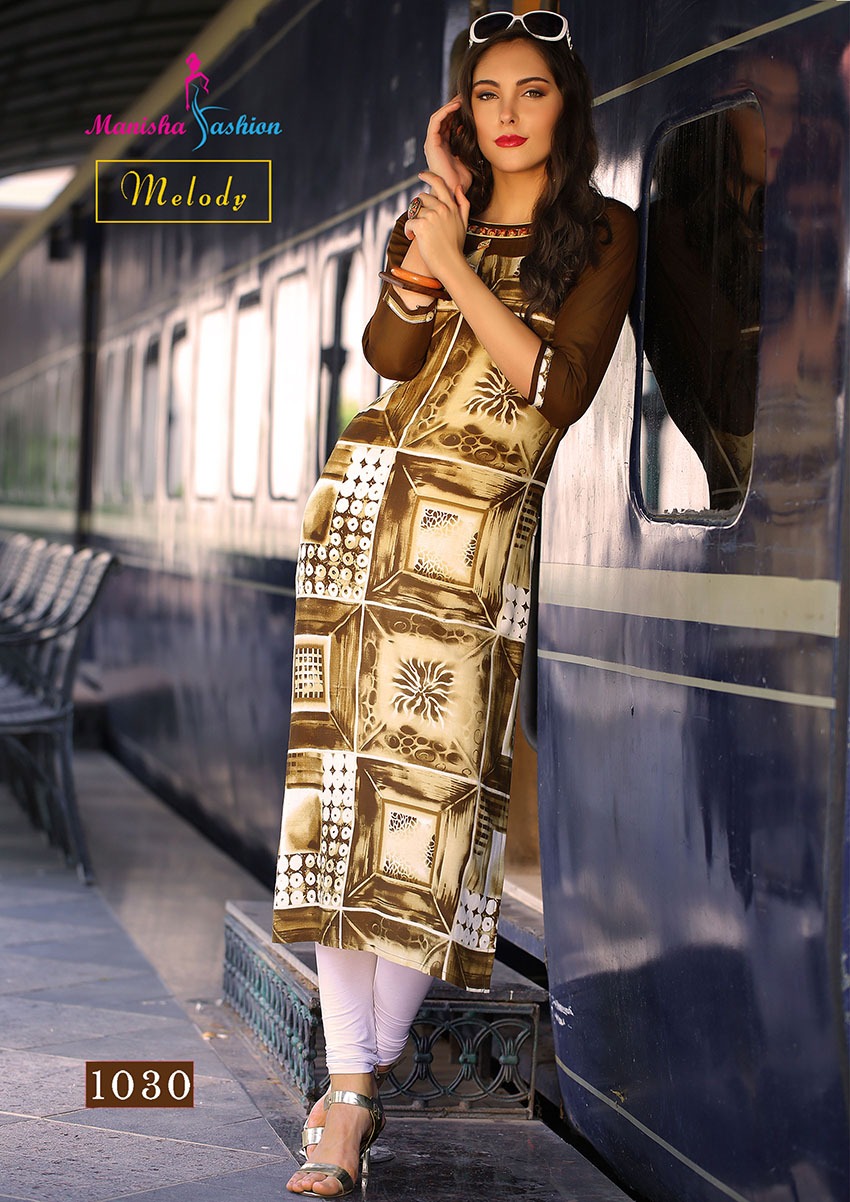 Melody By Manisha Fashion 1021 To 1030 Series Beautiful Colorful Stylish Fancy Casual Wear & Ethnic Wear & Ready To Wear Rayon Printed Kurtis At Wholesale Price