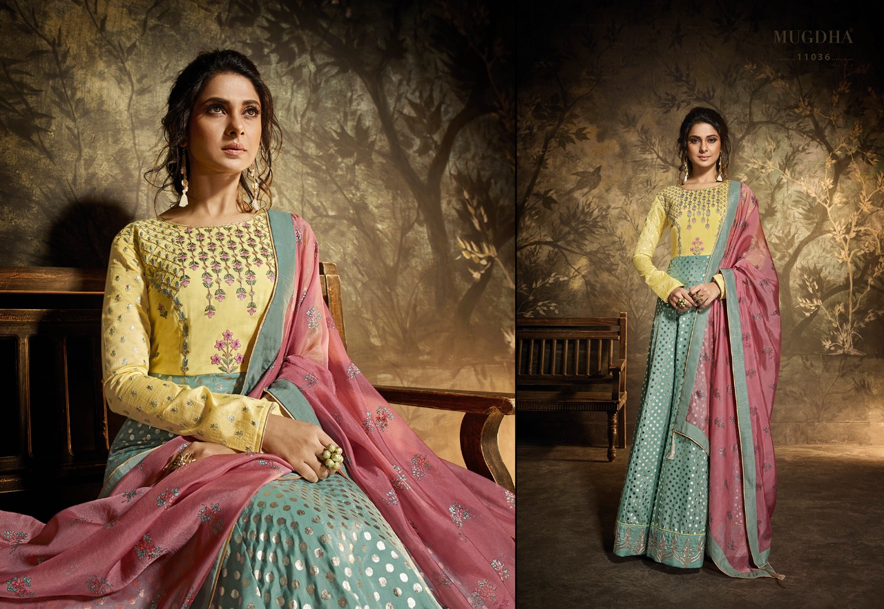 Memsaab Hit Design By Mugdha 11035 & 11036 Designer Bridal Wear Anarkali Suits Collection Beautiful Stylish Fancy Colorful Party Wear & Occasional Wear Silk Dresses At Wholesale Price
