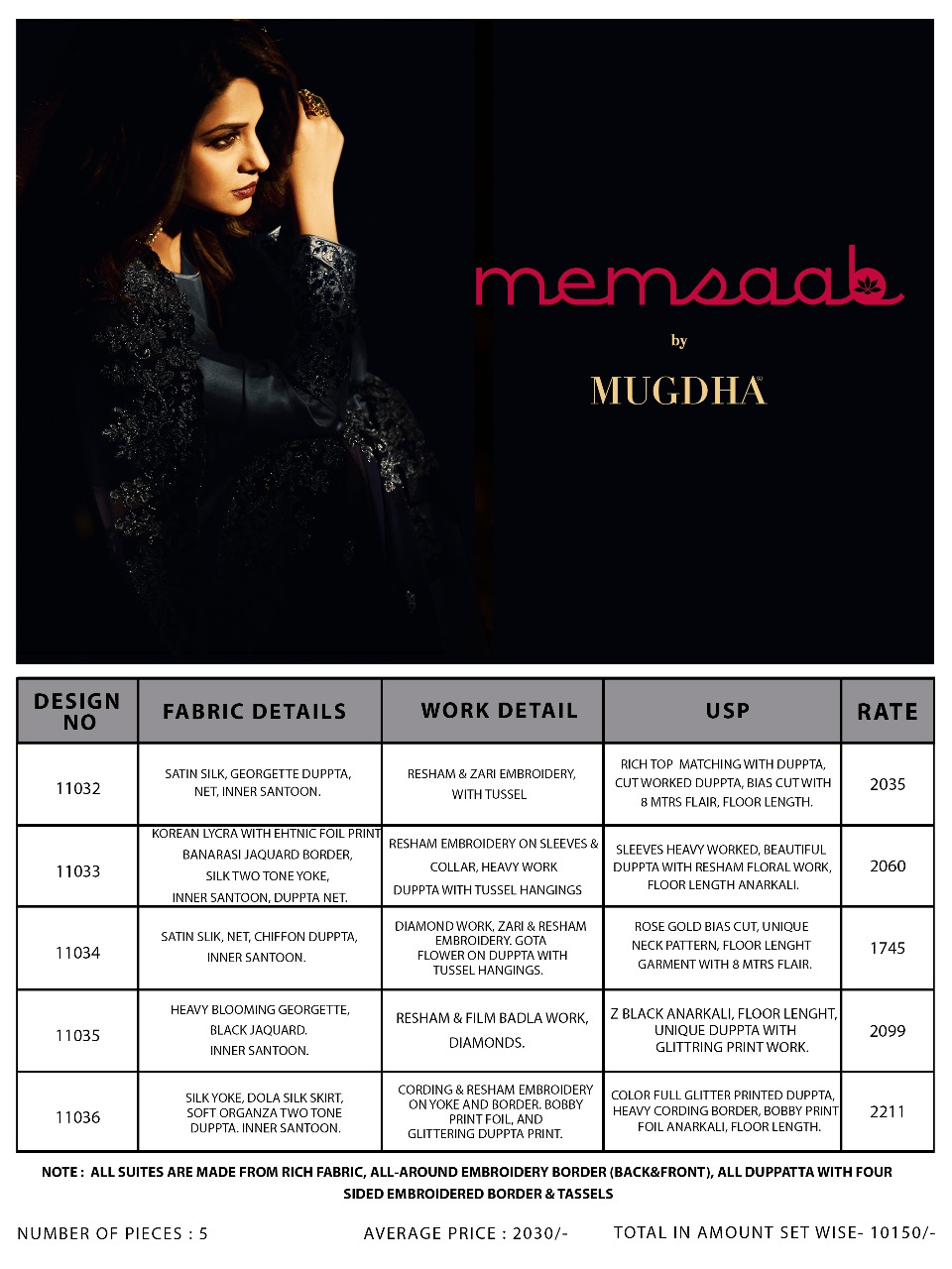 Memsaab Hit Design By Mugdha 11035 & 11036 Designer Bridal Wear Anarkali Suits Collection Beautiful Stylish Fancy Colorful Party Wear & Occasional Wear Silk Dresses At Wholesale Price