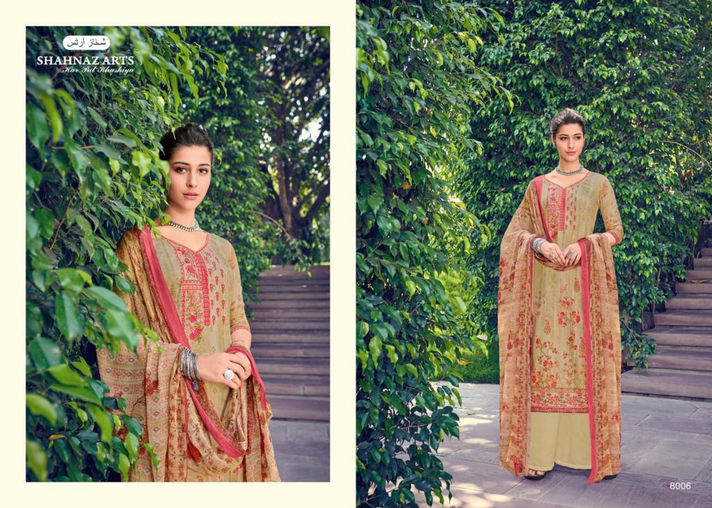 Stock Mihira By Shahnaz Art 8001 To 8008 Series Beautiful Suits Stylish Fancy Colorful Casual Wear & Ethnic Wear & Ready To Wear Pure Cotton Satin Print With Self Embroidery Dresses At Wholesale Price