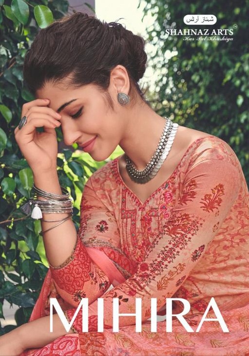 Stock Mihira By Shahnaz Art 8001 To 8008 Series Beautiful Suits Stylish Fancy Colorful Casual Wear & Ethnic Wear & Ready To Wear Pure Cotton Satin Print With Self Embroidery Dresses At Wholesale Price