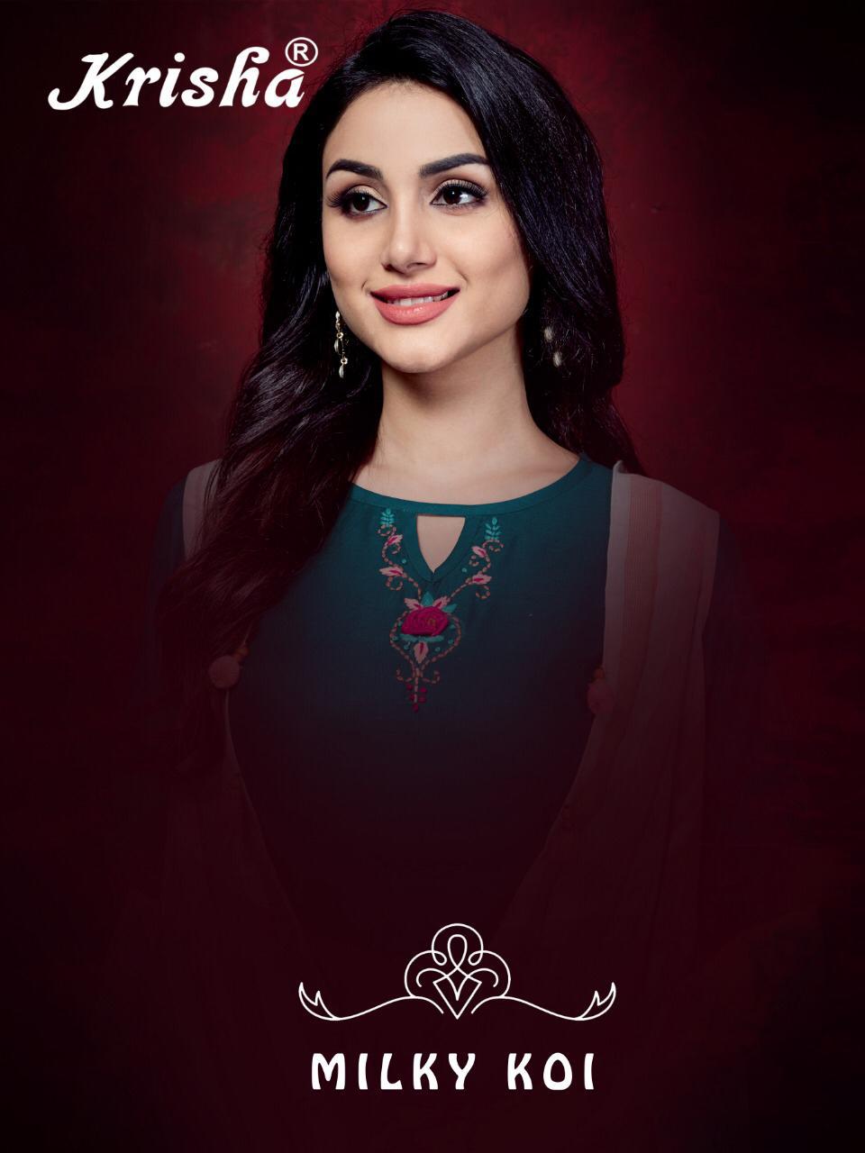 Milky Koi By Krisha Wear Collection Beautiful Stylish Fancy Colorful Party Wear & Occasional Wear Handloom Cotton And Rayon Slub Kurtis At Wholesale Price