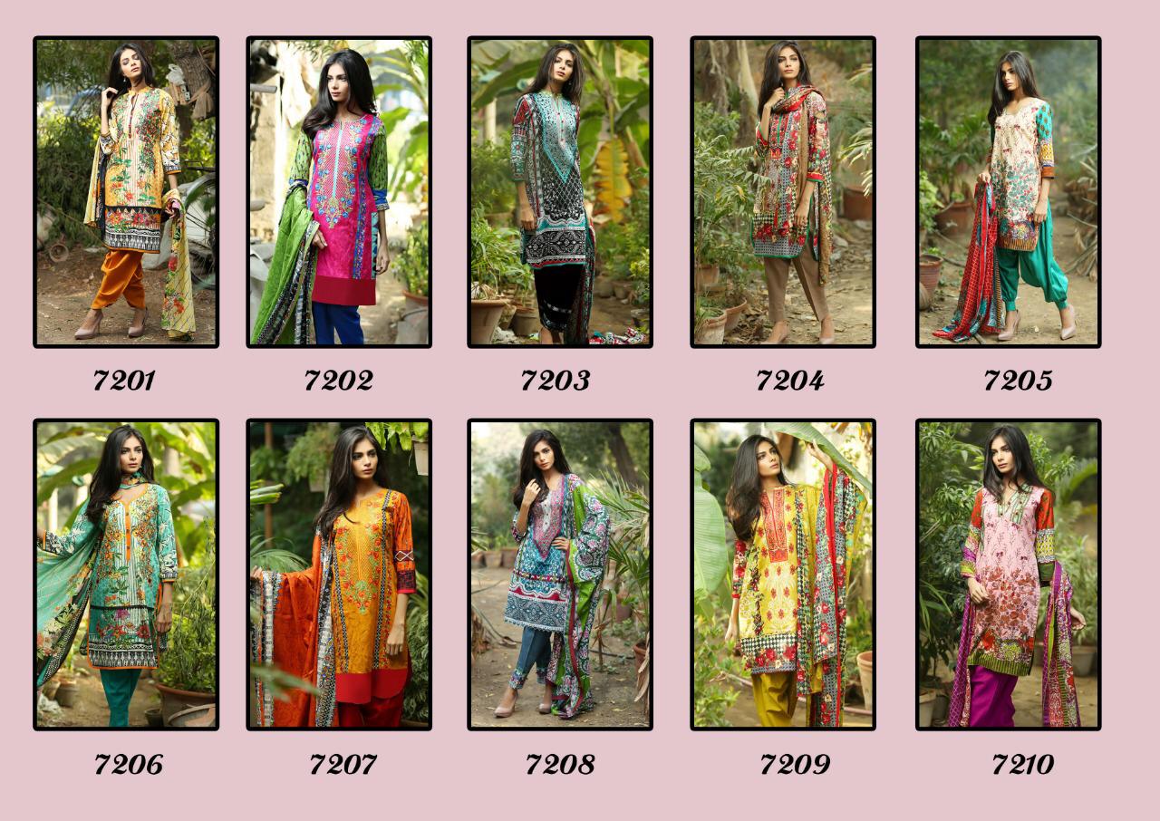 Mina Hasan Vol-3 By Mahi Creation 7201 To 7210 Series Designer Suits Beautiful Stylish Fancy Colorful Party Wear & Ethnic Wear Pure Cotton Printed Dresses At Wholesale Price