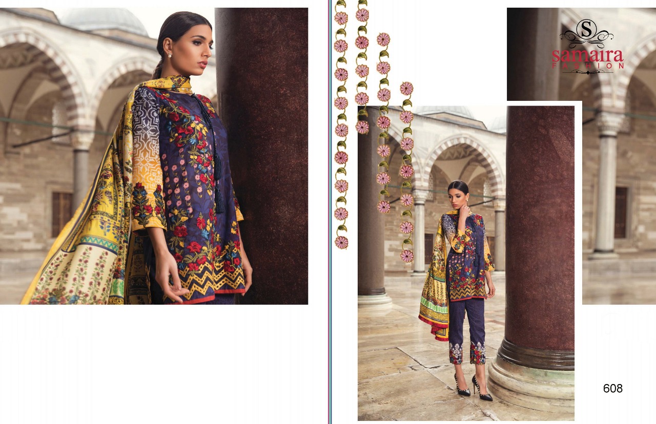 Mina Hasan By Samaira Fashion 603 To 611 Series Designer Pakistani Suits Beautiful Colorful Stylish Fancy Colorful Party Wear & Ethnic Wear Pure Cotton Printed Dresses At Wholesale Price