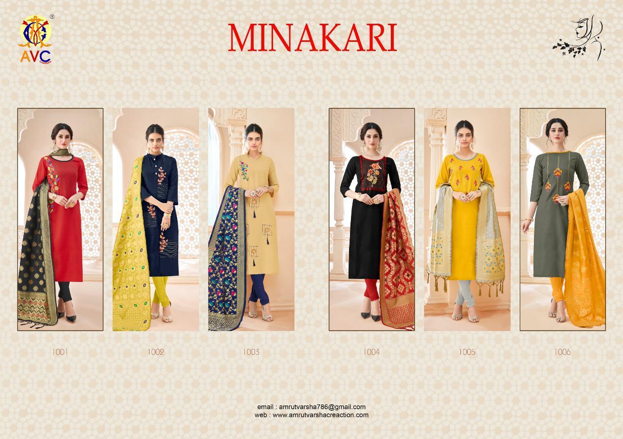 Minakari By Amrut Varsha Fashion 1001 To 1006 Series Beautiful Winter Suits Collection Stylish Fancy Colorful Casual Wear & Ethnic Wear Heavy Cotton Slub Dresses At Wholesale Price