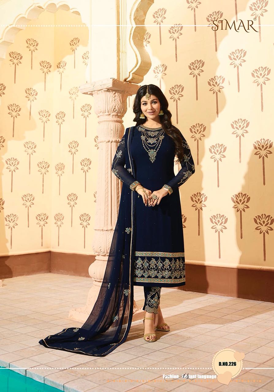 Minaz Vol-2 By Glossy 225 To 229 Series Designer Suits Collection Beautiful Colorful Stylish Fancy Party Wear & Occasional Wear Real Georgette Dresses At Wholesale Price