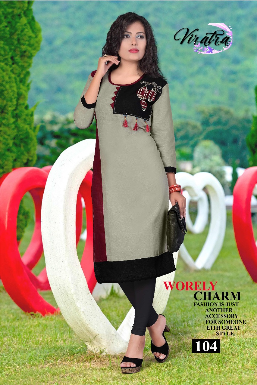 Mintoo By Viratra Tex 101 To 108 Series Stylish Colorful Fancy Beautiful Casual Wear & Ethnic Wear Collection Cotton Slub Embroidered Kurtis At Wholesale Price