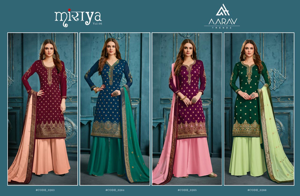 Miraya Vol-6 By Aarav Trendz 0263 To 0266 Series Designer Sharara Suits Collection Beautiful Stylish Colorful Fancy Party Wear & Occasional Wear Meenakari Jacquard With Work Dresses At Wholesale Price