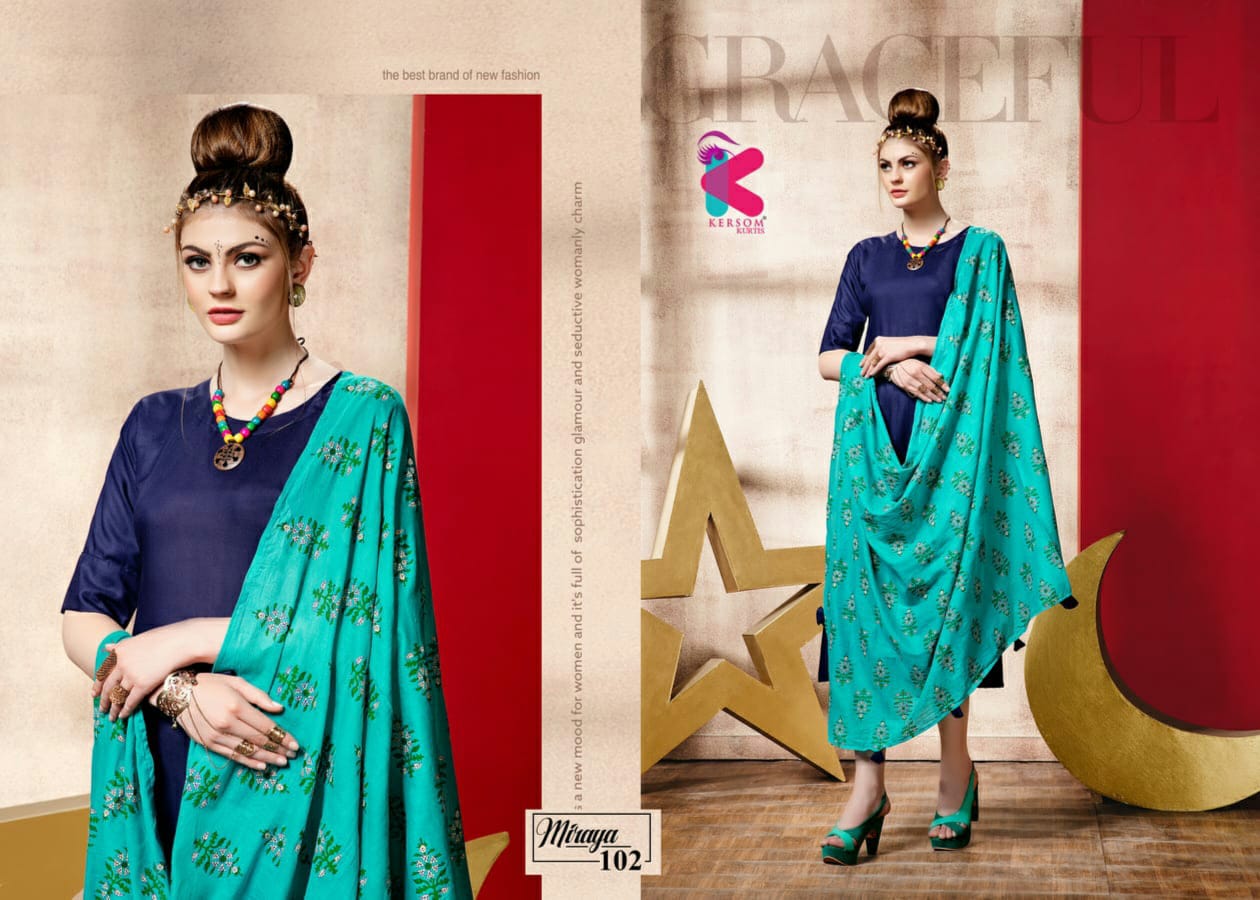 Miraya By Kersom 101 To 108 Series Beautiful Colorful Stylish Fancy Casual Wear & Ethnic Wear & Ready To Wear Rayon Silai Pattern Kurtis At Wholesale Price