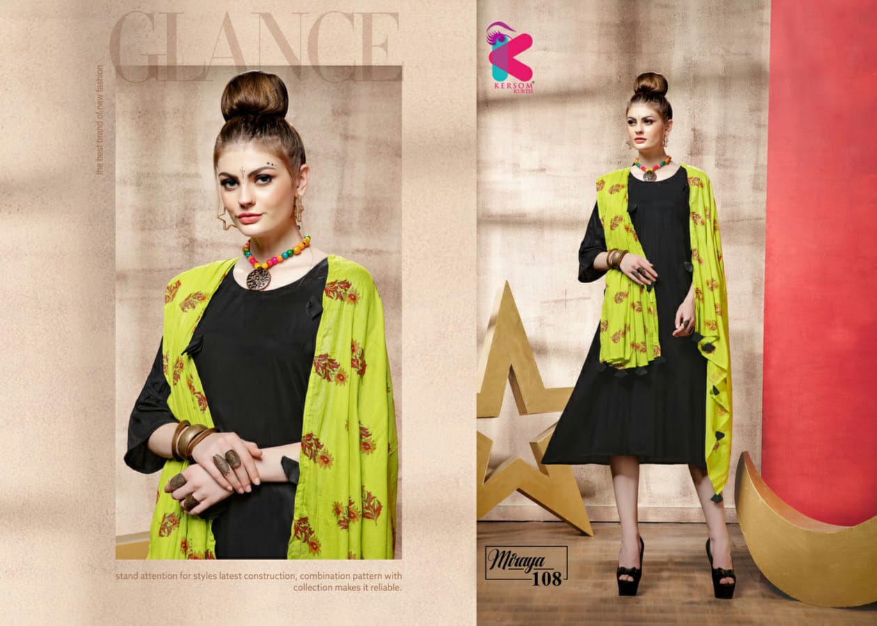 Miraya By Kersom 101 To 108 Series Beautiful Colorful Stylish Fancy Casual Wear & Ethnic Wear & Ready To Wear Rayon Silai Pattern Kurtis At Wholesale Price