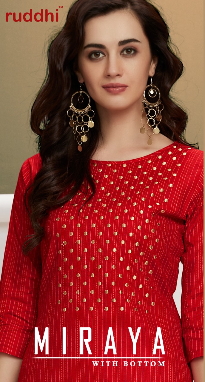 Miraya By Ruddhi Dressline 01 To 04 Series Beautiful Stylish Fancy Colorful Casual Wear & Ethnic Wear & Ready To Wear Pure Handloom Cotton Embroidery Kurtis With Bottom At Wholesale Price