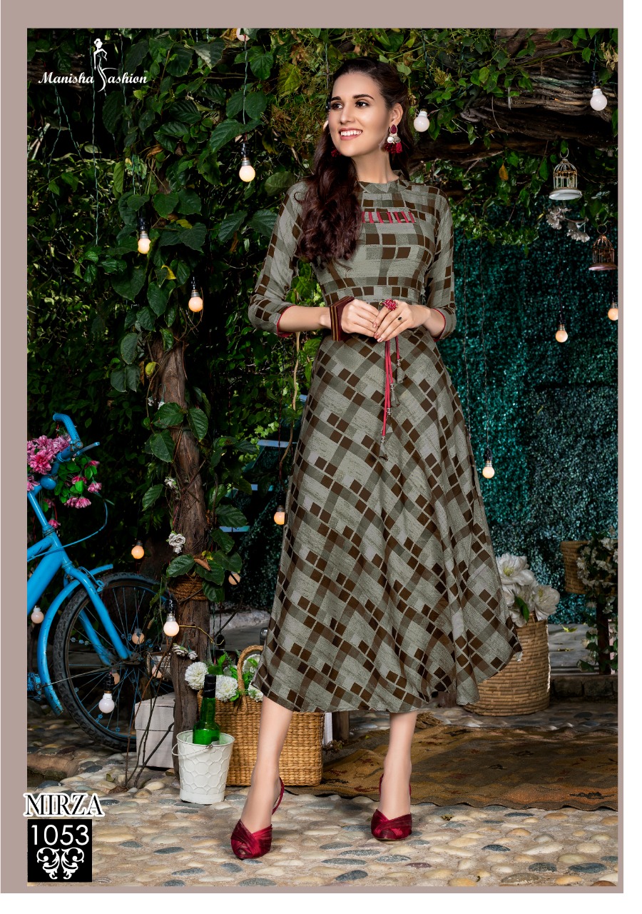 Mirza By Manisha Fashion 1051 To 1060 Series Stylish Fancy Colorful Collection Casual Wear & Ethnic Wear Rayon Slub Kurtis At Wholesale Price