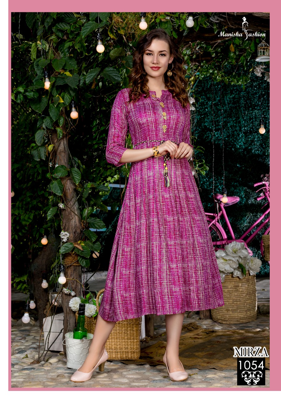 Mirza By Manisha Fashion 1051 To 1060 Series Stylish Fancy Colorful Collection Casual Wear & Ethnic Wear Rayon Slub Kurtis At Wholesale Price