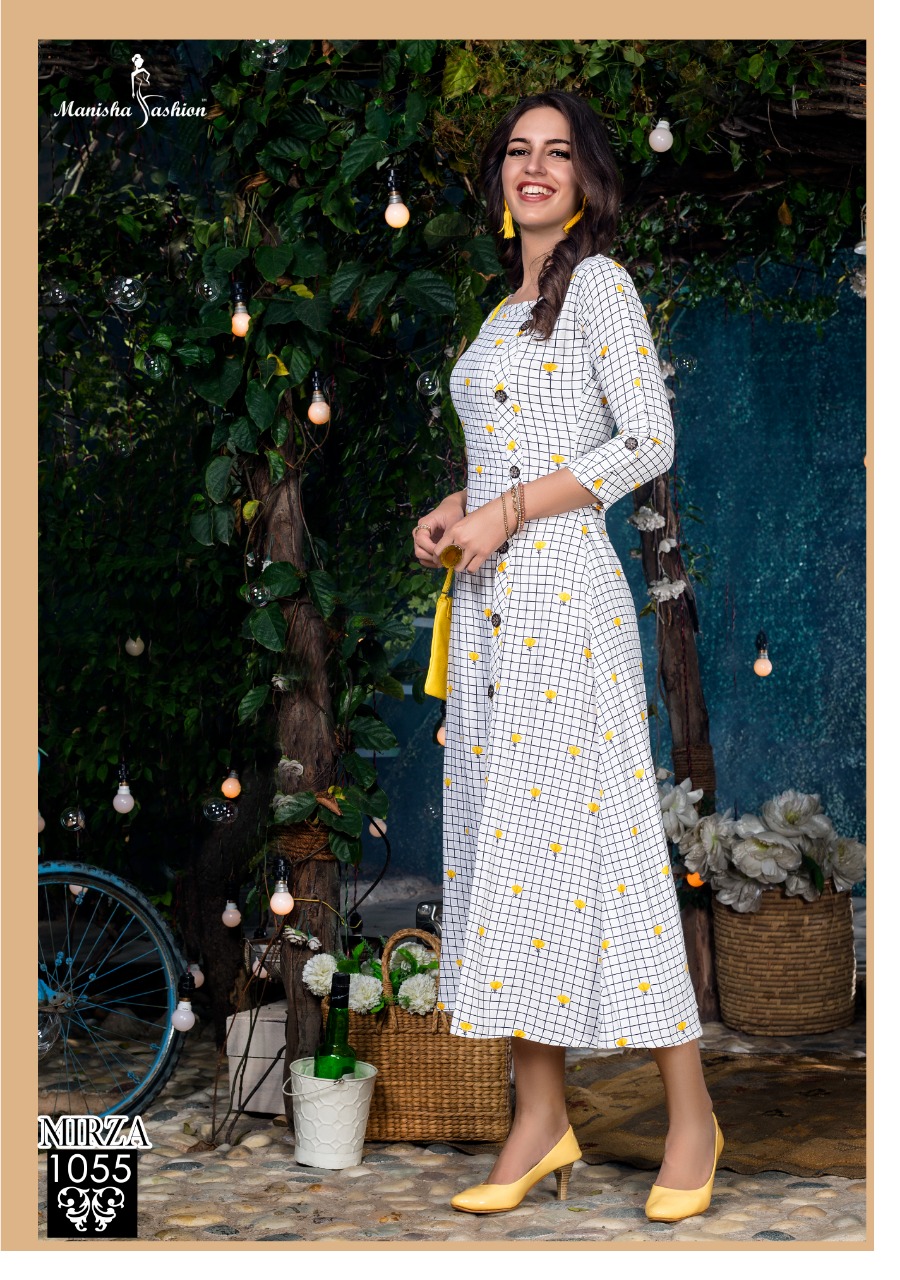 Mirza By Manisha Fashion 1051 To 1060 Series Stylish Fancy Colorful Collection Casual Wear & Ethnic Wear Rayon Slub Kurtis At Wholesale Price