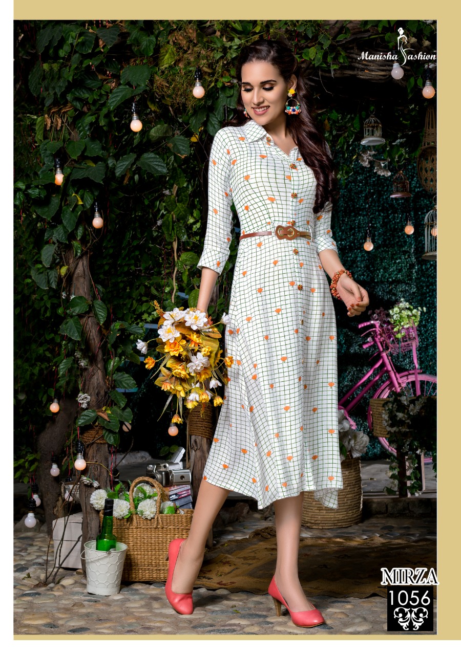 Mirza By Manisha Fashion 1051 To 1060 Series Stylish Fancy Colorful Collection Casual Wear & Ethnic Wear Rayon Slub Kurtis At Wholesale Price