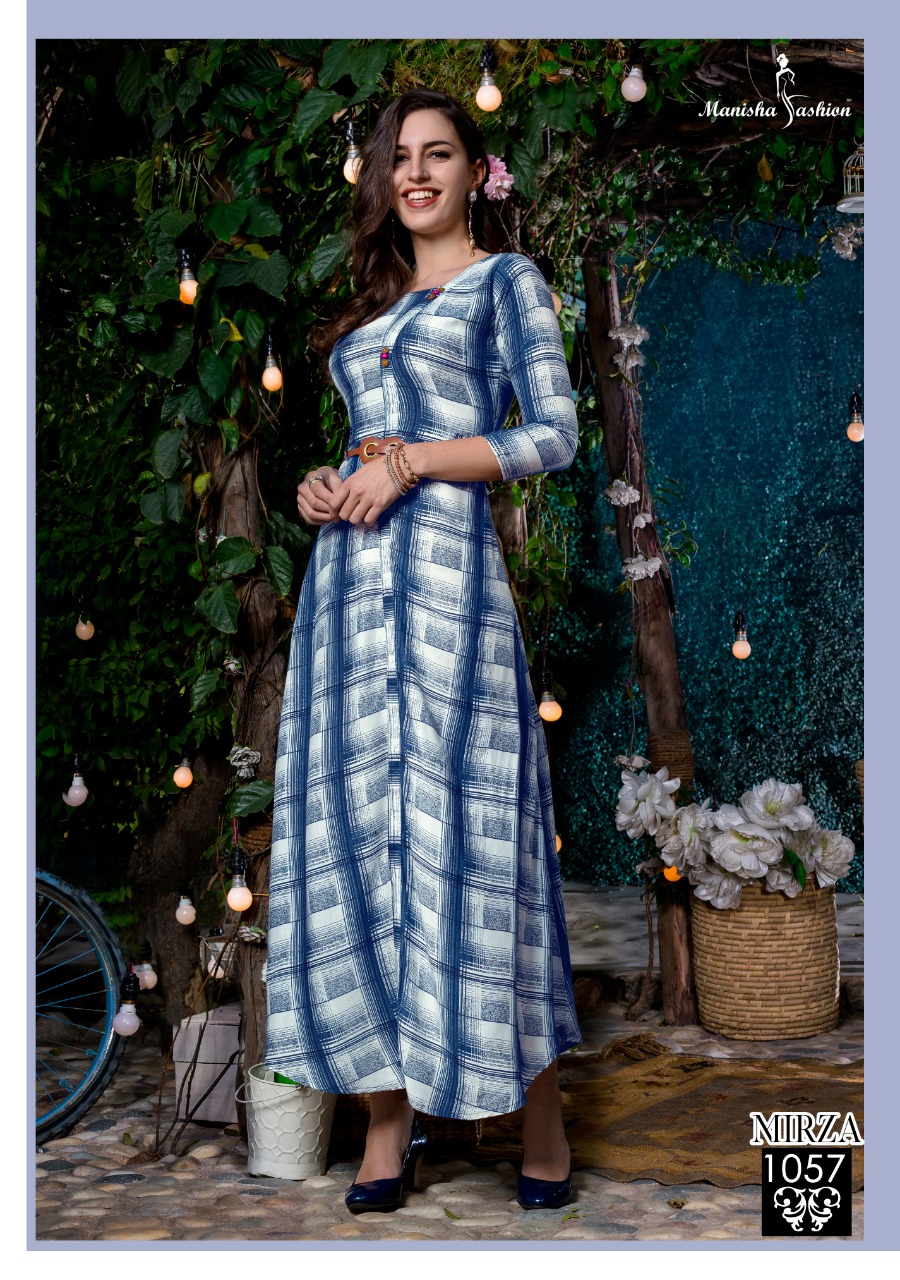Mirza By Manisha Fashion 1051 To 1060 Series Stylish Fancy Colorful Collection Casual Wear & Ethnic Wear Rayon Slub Kurtis At Wholesale Price