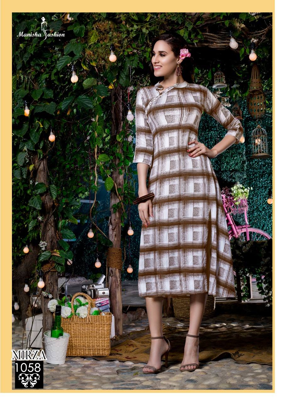 Mirza By Manisha Fashion 1051 To 1060 Series Stylish Fancy Colorful Collection Casual Wear & Ethnic Wear Rayon Slub Kurtis At Wholesale Price