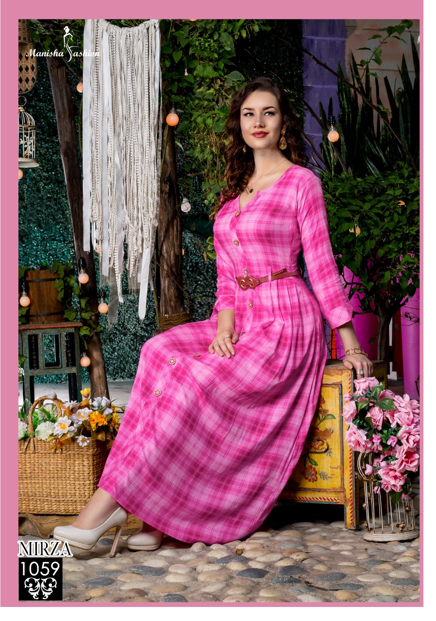 Mirza By Manisha Fashion 1051 To 1060 Series Stylish Fancy Colorful Collection Casual Wear & Ethnic Wear Rayon Slub Kurtis At Wholesale Price