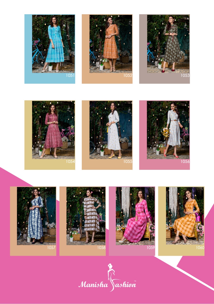 Mirza By Manisha Fashion 1051 To 1060 Series Stylish Fancy Colorful Collection Casual Wear & Ethnic Wear Rayon Slub Kurtis At Wholesale Price