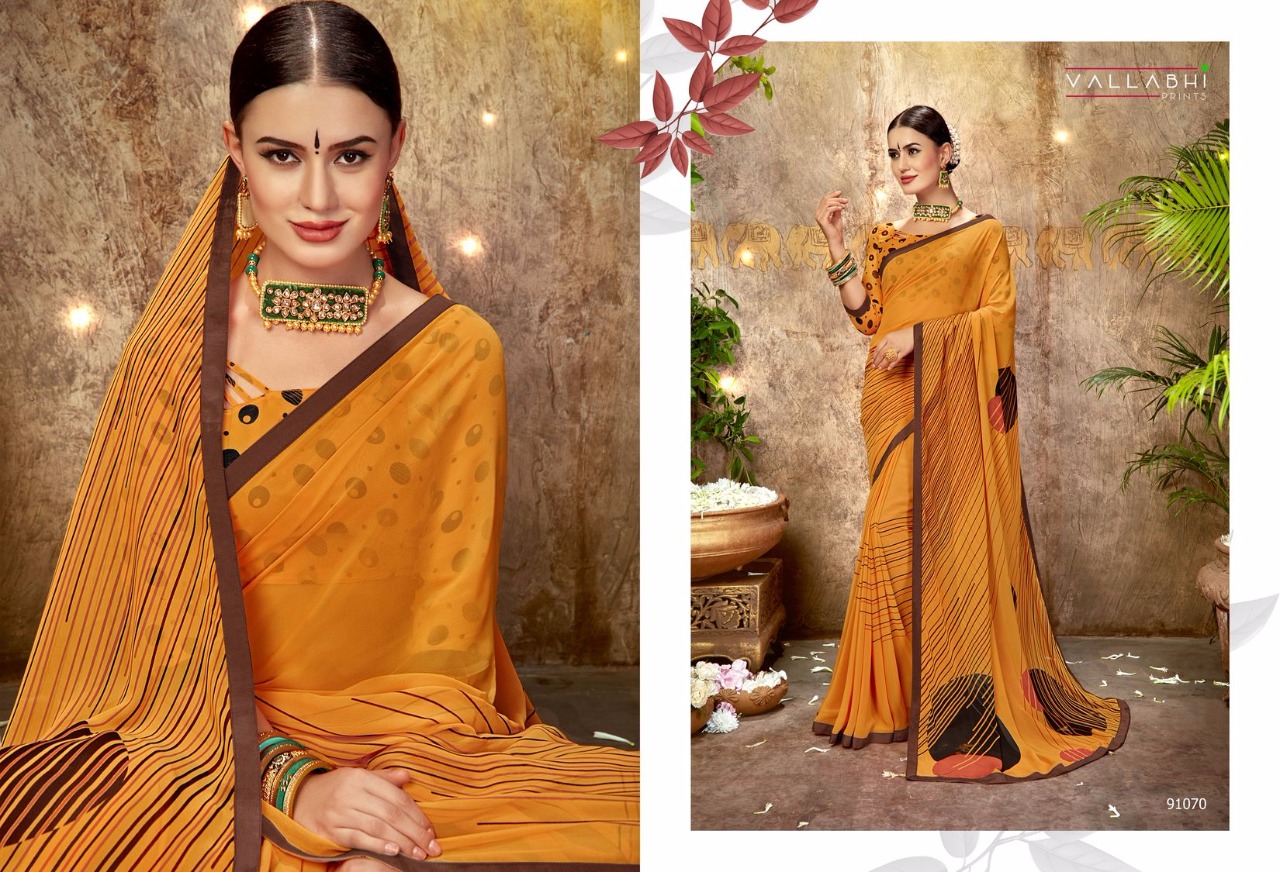 Misha By Vallabhi Prints 91070 To 91081 Series Indian Traditional Wear Collection Beautiful Stylish Fancy Colorful Party Wear & Occasional Wear Georgette Printed Sarees At Wholesale Price