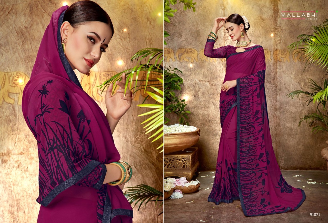 Misha By Vallabhi Prints 91070 To 91081 Series Indian Traditional Wear Collection Beautiful Stylish Fancy Colorful Party Wear & Occasional Wear Georgette Printed Sarees At Wholesale Price