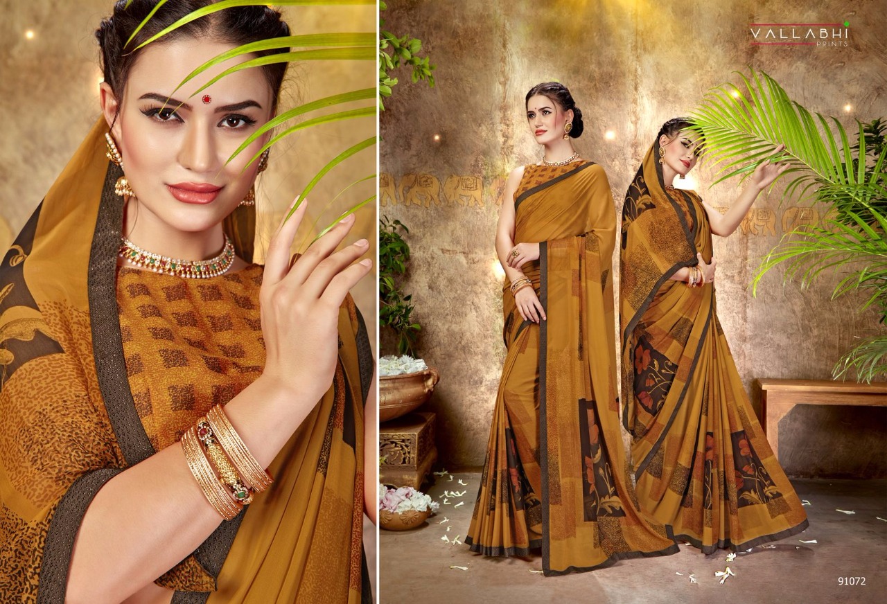 Misha By Vallabhi Prints 91070 To 91081 Series Indian Traditional Wear Collection Beautiful Stylish Fancy Colorful Party Wear & Occasional Wear Georgette Printed Sarees At Wholesale Price