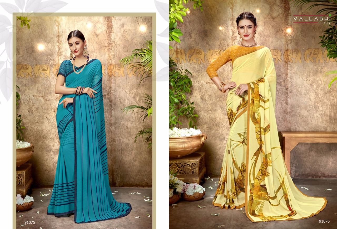 Misha By Vallabhi Prints 91070 To 91081 Series Indian Traditional Wear Collection Beautiful Stylish Fancy Colorful Party Wear & Occasional Wear Georgette Printed Sarees At Wholesale Price