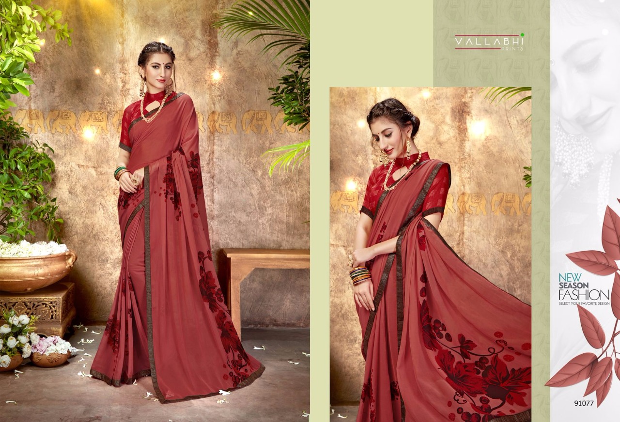 Misha By Vallabhi Prints 91070 To 91081 Series Indian Traditional Wear Collection Beautiful Stylish Fancy Colorful Party Wear & Occasional Wear Georgette Printed Sarees At Wholesale Price