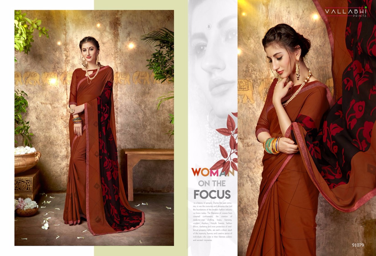 Misha By Vallabhi Prints 91070 To 91081 Series Indian Traditional Wear Collection Beautiful Stylish Fancy Colorful Party Wear & Occasional Wear Georgette Printed Sarees At Wholesale Price