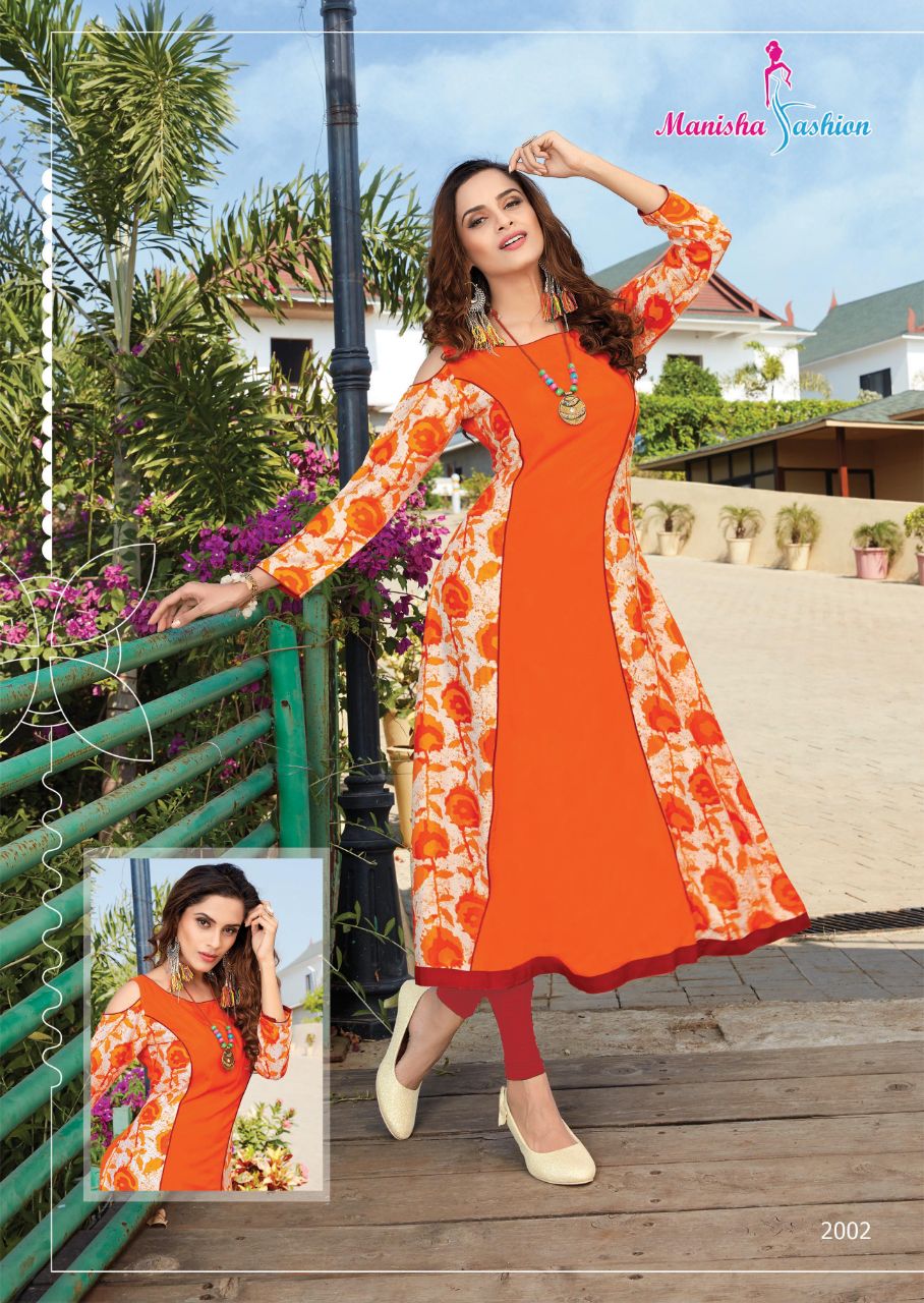 Mishti Vol-2 By Manisha Fashion 2001 To 2010 Series Beautiful Stylish Fancy Colorful Casual Wear & Ethnic Wear Rayon Printed Kurtis At Wholesale Price