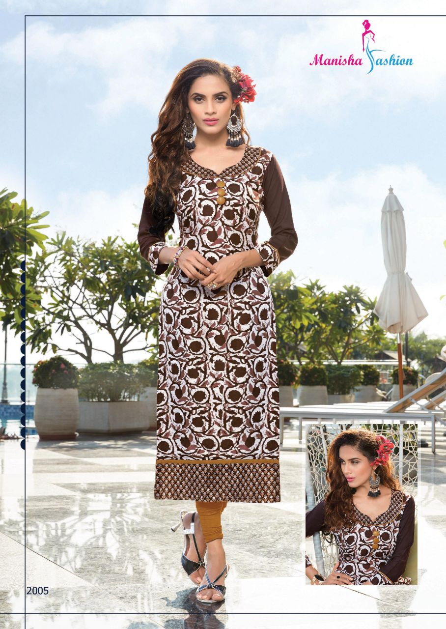 Mishti Vol-2 By Manisha Fashion 2001 To 2010 Series Beautiful Stylish Fancy Colorful Casual Wear & Ethnic Wear Rayon Printed Kurtis At Wholesale Price