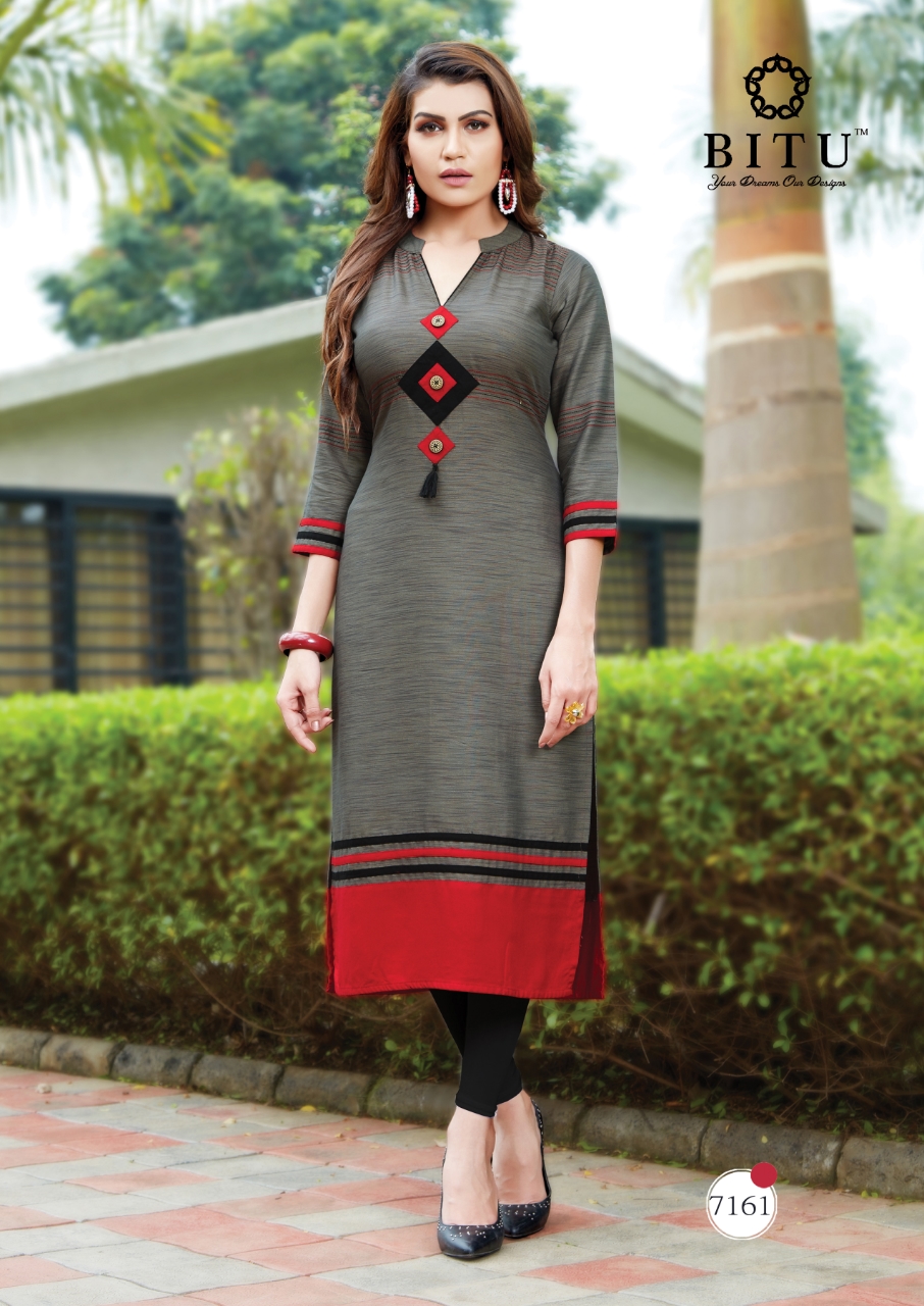 Misri By Bitu 7161 To 7168 Series Beautiful Colorful Stylish Fancy Casual Wear & Ethnic Wear & Ready To Wear Rayon Khadi Kurtis At Wholesale Price