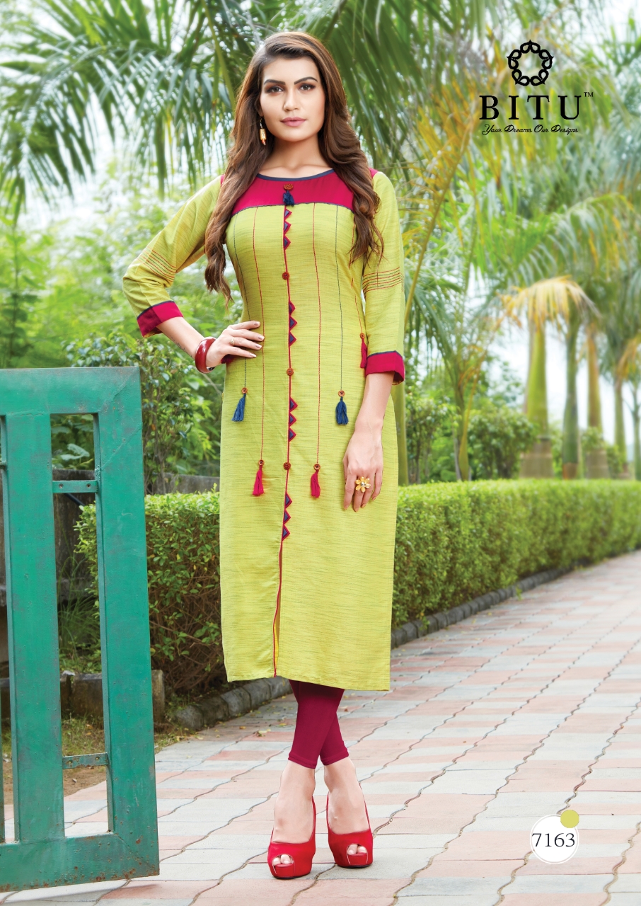 Misri By Bitu 7161 To 7168 Series Beautiful Colorful Stylish Fancy Casual Wear & Ethnic Wear & Ready To Wear Rayon Khadi Kurtis At Wholesale Price