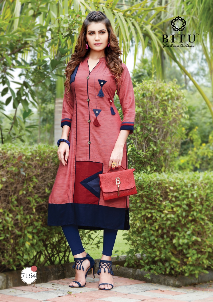Misri By Bitu 7161 To 7168 Series Beautiful Colorful Stylish Fancy Casual Wear & Ethnic Wear & Ready To Wear Rayon Khadi Kurtis At Wholesale Price