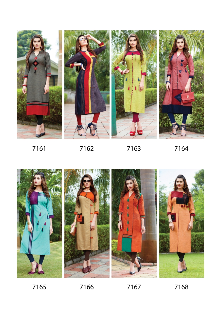 Misri By Bitu 7161 To 7168 Series Beautiful Colorful Stylish Fancy Casual Wear & Ethnic Wear & Ready To Wear Rayon Khadi Kurtis At Wholesale Price