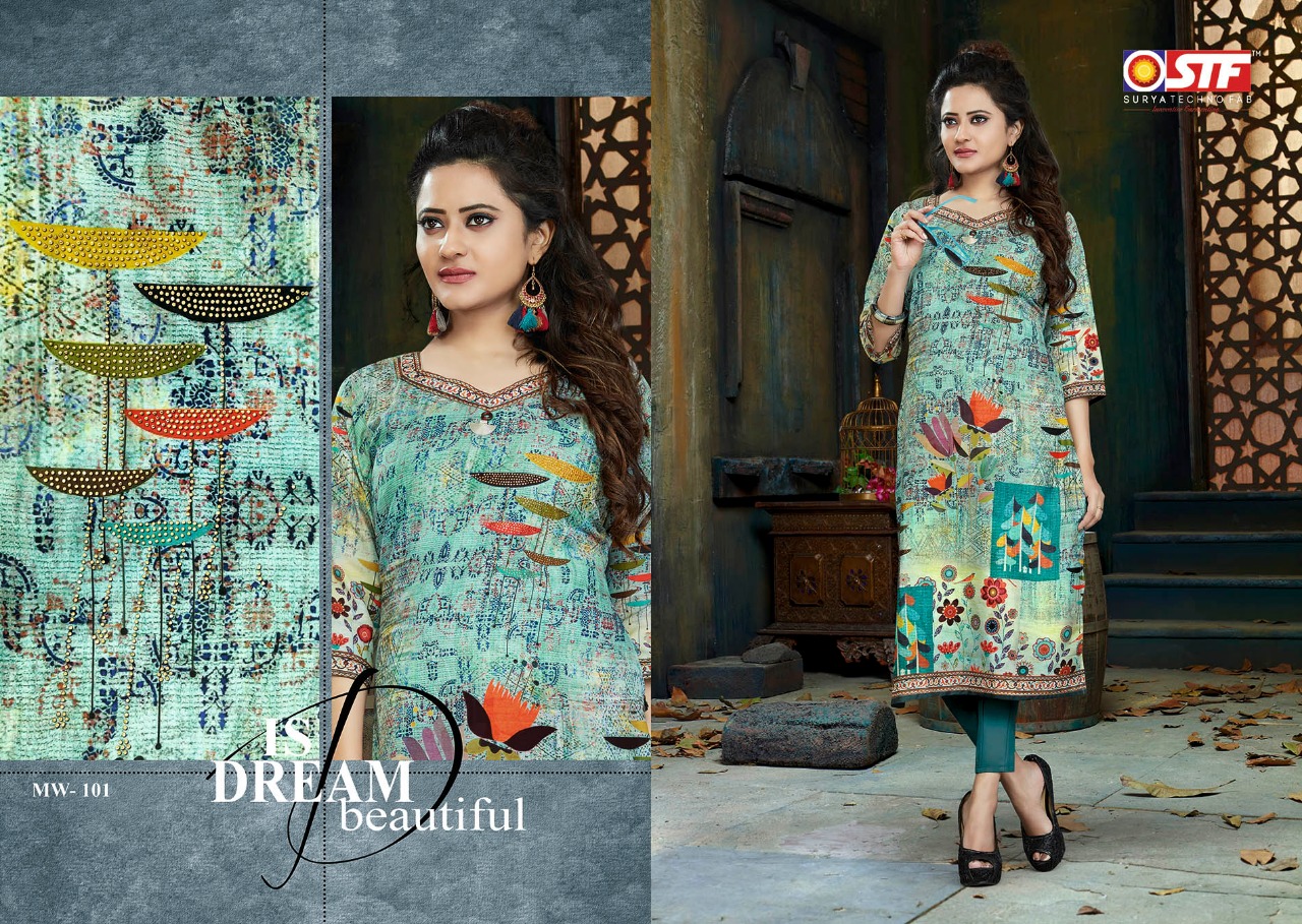 Miss World By Surya Techno Fab 5008 To 5015 Series Designer Wear Collection Beautiful Stylish Fancy Colorful Party Wear & Occasional Wear Muslin Printed Kurtis At Wholesale Price
