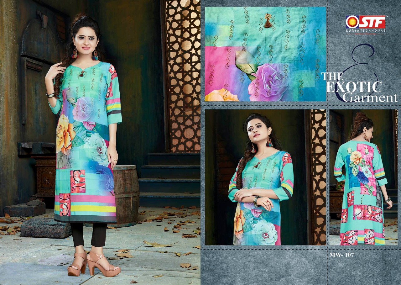 Miss World By Surya Techno Fab 5008 To 5015 Series Designer Wear Collection Beautiful Stylish Fancy Colorful Party Wear & Occasional Wear Muslin Printed Kurtis At Wholesale Price