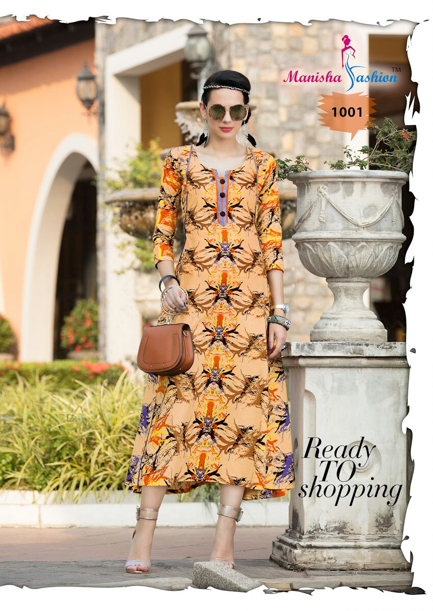 Mitu Vol-1 By Manisha Fashion 1001 To 1010 Series Beautiful Stylish Fancy Colorful Casual Wear & Ethnic Wear American Cotton Printed Kurtis At Wholesale Price