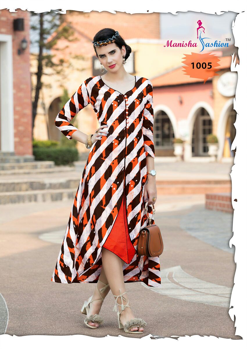 Mitu Vol-1 By Manisha Fashion 1001 To 1010 Series Beautiful Stylish Fancy Colorful Casual Wear & Ethnic Wear American Cotton Printed Kurtis At Wholesale Price