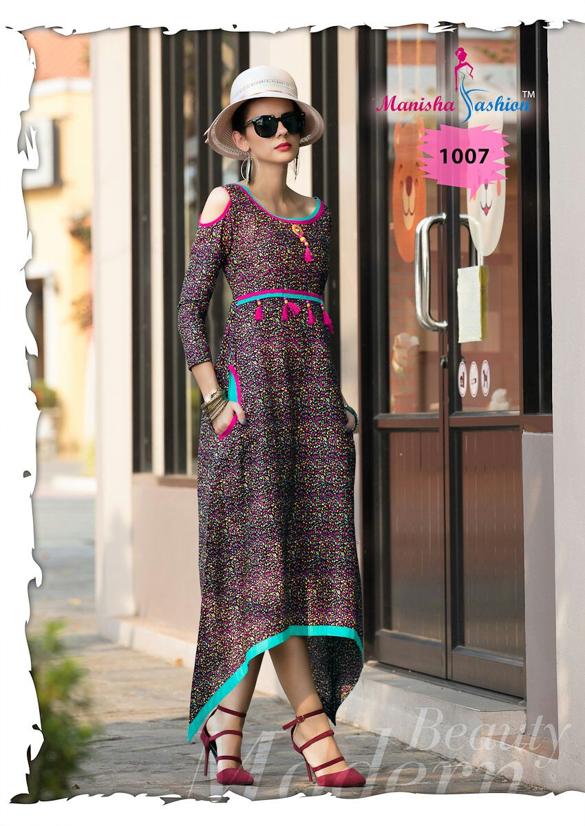 Mitu Vol-1 By Manisha Fashion 1001 To 1010 Series Beautiful Stylish Fancy Colorful Casual Wear & Ethnic Wear American Cotton Printed Kurtis At Wholesale Price