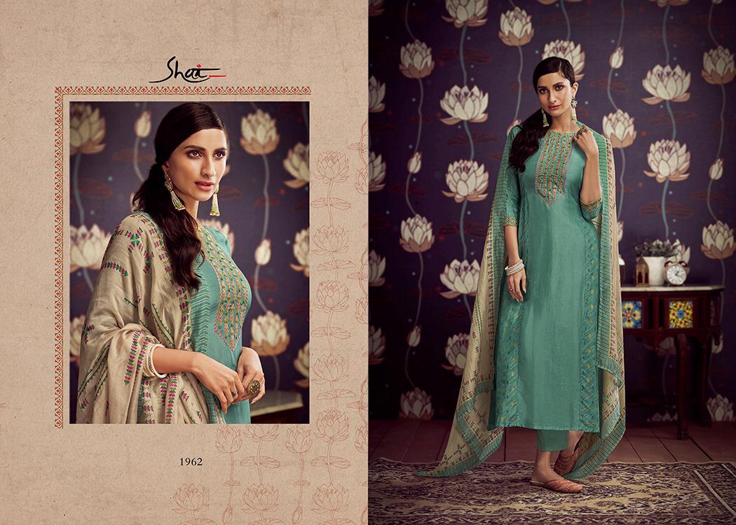 Modesta By Shai 1961 To 1968 Series Beautiful Suits Stylish Colorful Fancy Casual Wear & Ethnic Wear Pure Russian Silk Gold Print With Hand Work Dresses At Wholesale Price
